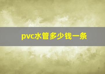 pvc水管多少钱一条