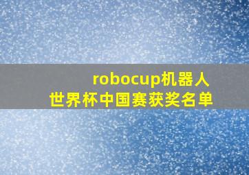 robocup机器人世界杯中国赛获奖名单