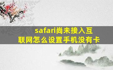 safari尚未接入互联网怎么设置手机没有卡