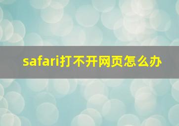 safari打不开网页怎么办