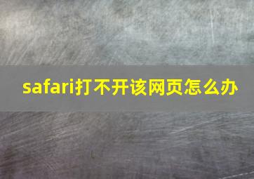 safari打不开该网页怎么办