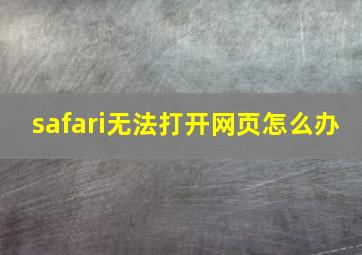 safari无法打开网页怎么办