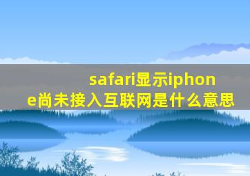 safari显示iphone尚未接入互联网是什么意思