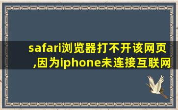 safari浏览器打不开该网页,因为iphone未连接互联网