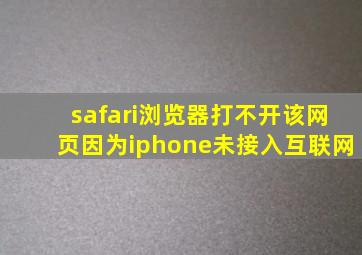 safari浏览器打不开该网页因为iphone未接入互联网