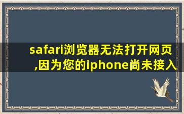 safari浏览器无法打开网页,因为您的iphone尚未接入