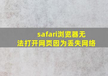 safari浏览器无法打开网页因为丢失网络