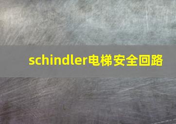 schindler电梯安全回路