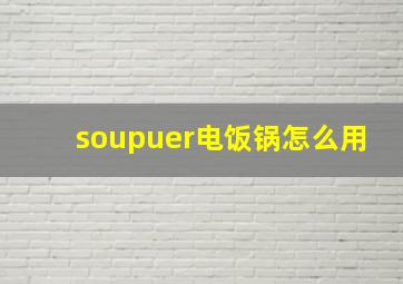 soupuer电饭锅怎么用