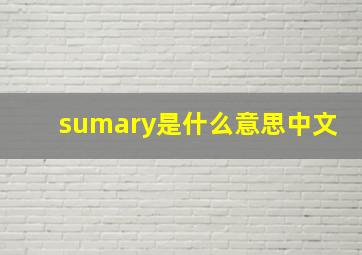 sumary是什么意思中文