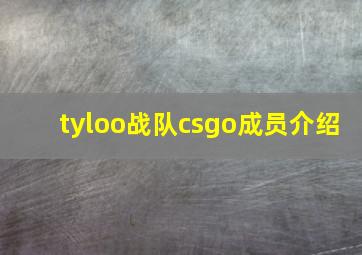 tyloo战队csgo成员介绍