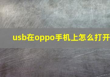 usb在oppo手机上怎么打开