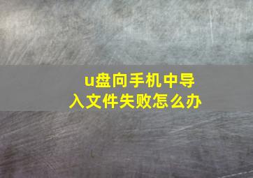 u盘向手机中导入文件失败怎么办