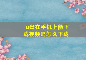 u盘在手机上能下载视频吗怎么下载