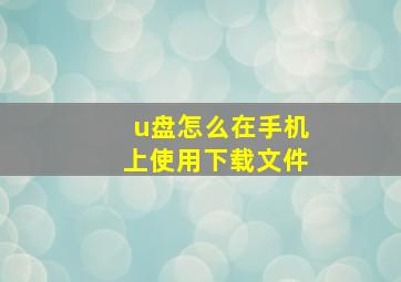 u盘怎么在手机上使用下载文件