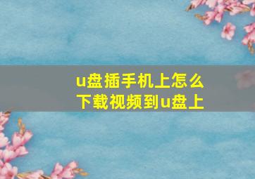 u盘插手机上怎么下载视频到u盘上