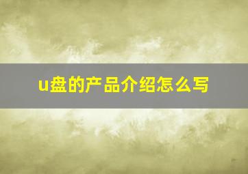 u盘的产品介绍怎么写