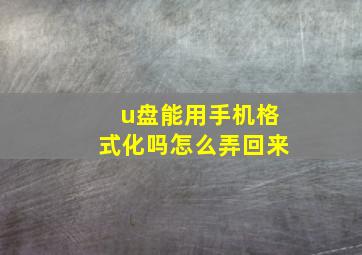 u盘能用手机格式化吗怎么弄回来