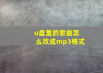 u盘里的歌曲怎么改成mp3格式