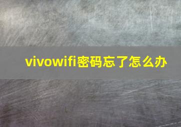 vivowifi密码忘了怎么办