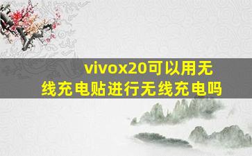 vivox20可以用无线充电贴进行无线充电吗