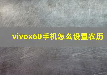 vivox60手机怎么设置农历