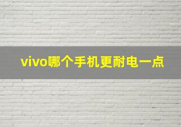 vivo哪个手机更耐电一点