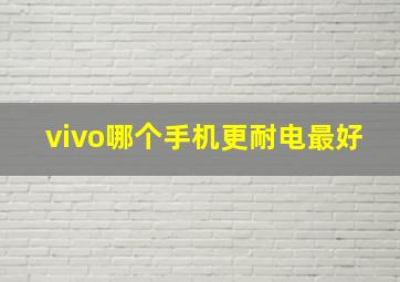 vivo哪个手机更耐电最好