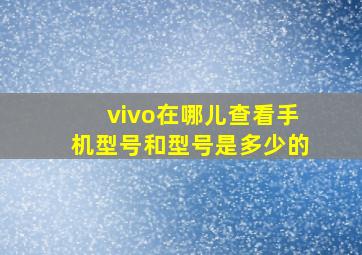 vivo在哪儿查看手机型号和型号是多少的