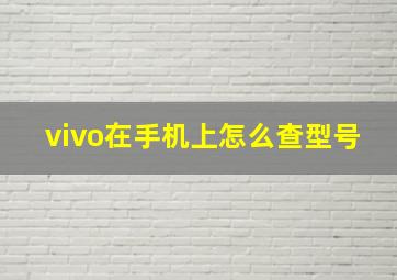 vivo在手机上怎么查型号