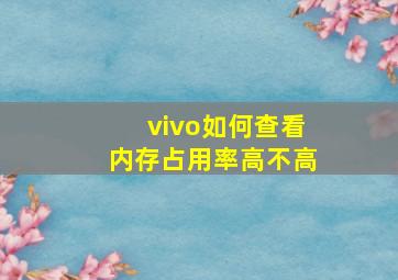 vivo如何查看内存占用率高不高