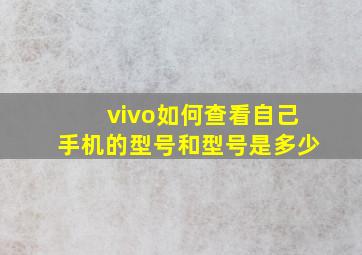 vivo如何查看自己手机的型号和型号是多少