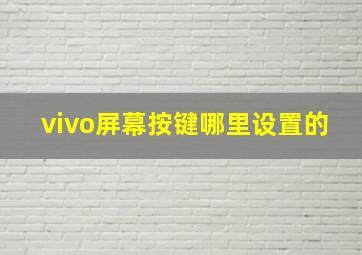 vivo屏幕按键哪里设置的