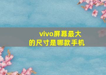 vivo屏幕最大的尺寸是哪款手机