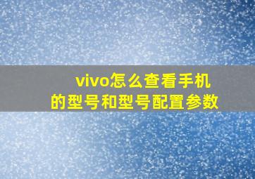 vivo怎么查看手机的型号和型号配置参数