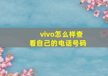 vivo怎么样查看自己的电话号码