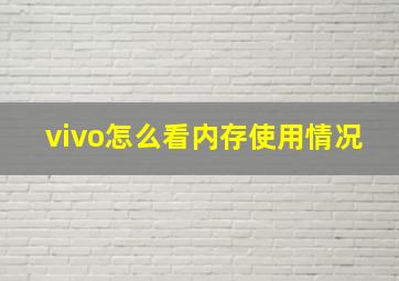 vivo怎么看内存使用情况