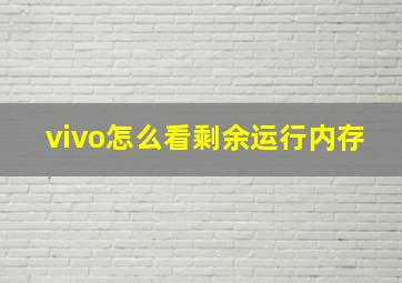 vivo怎么看剩余运行内存