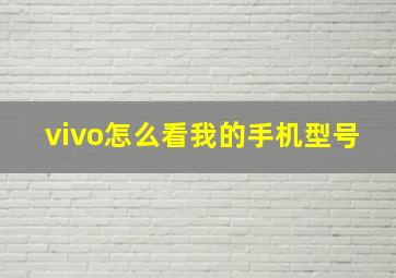 vivo怎么看我的手机型号