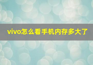 vivo怎么看手机内存多大了