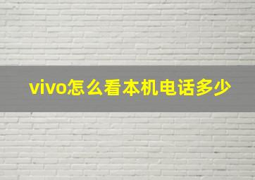 vivo怎么看本机电话多少