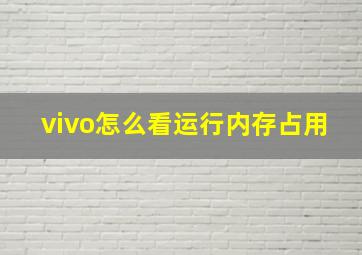 vivo怎么看运行内存占用