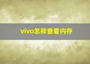 vivo怎样查看内存