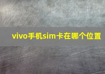 vivo手机sim卡在哪个位置