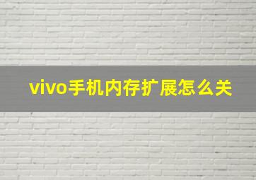 vivo手机内存扩展怎么关