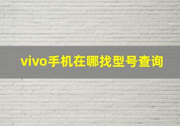 vivo手机在哪找型号查询