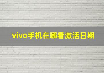 vivo手机在哪看激活日期