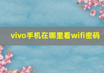 vivo手机在哪里看wifi密码