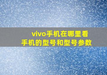 vivo手机在哪里看手机的型号和型号参数