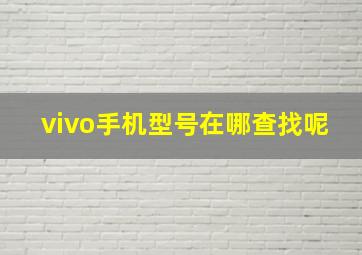 vivo手机型号在哪查找呢